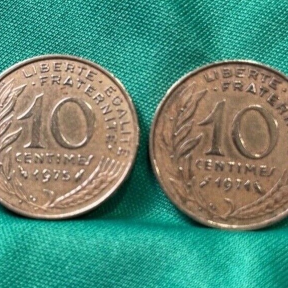 10 Centimes France 1975 And 1971 Coins With Well Defined Lines - Picture 2 of 2